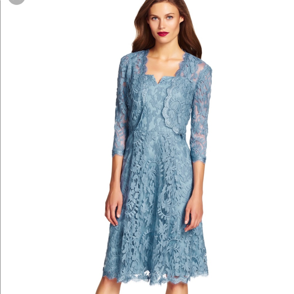 Adrianna papell lace dress in blue gorgeous