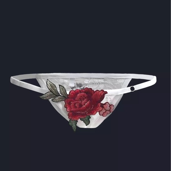 White Lace Rose Embroidered Panty - Picture 1 of 2