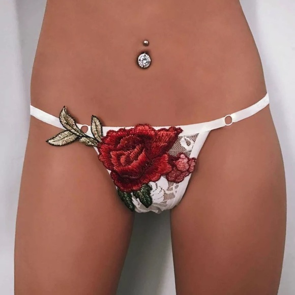White Lace Rose Embroidered Panty - Picture 2 of 2