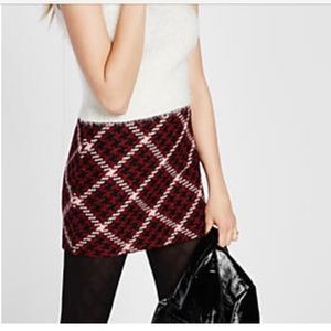 Express plaid houndstooth tweed mini skirt