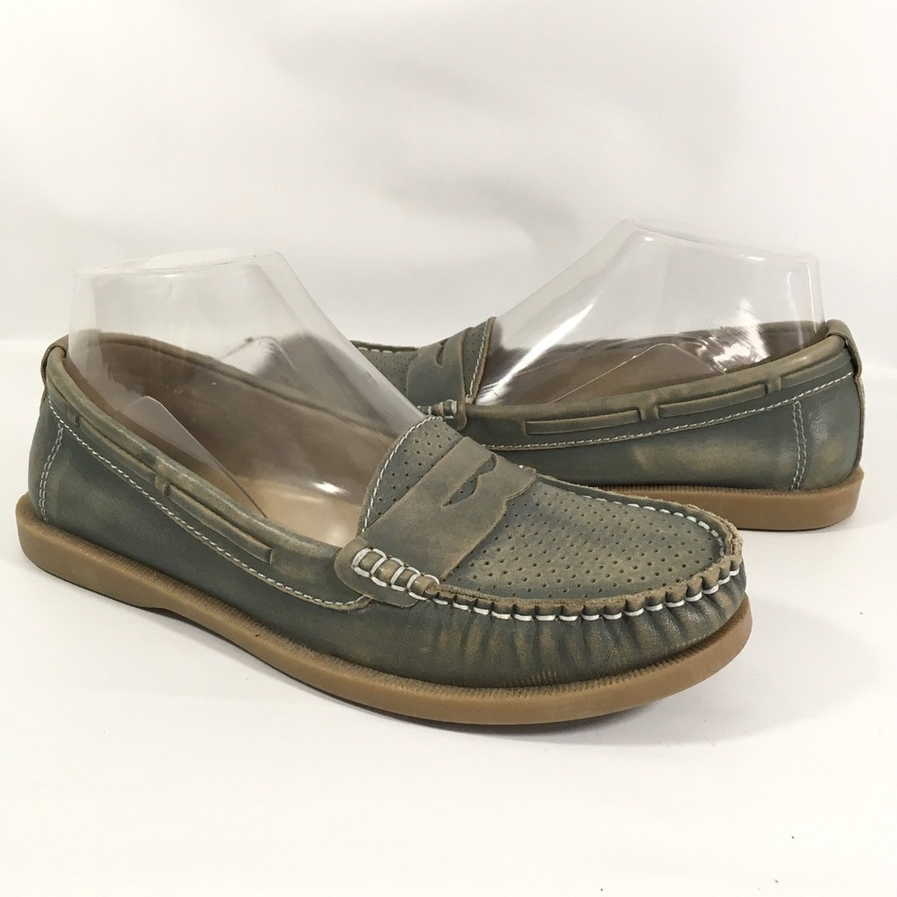 Bed Stu Penny Loafers Flats Shoes Gray Green