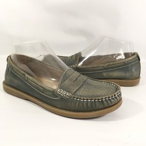 Bed Stu Penny Loafers Flats Shoes Gray Green