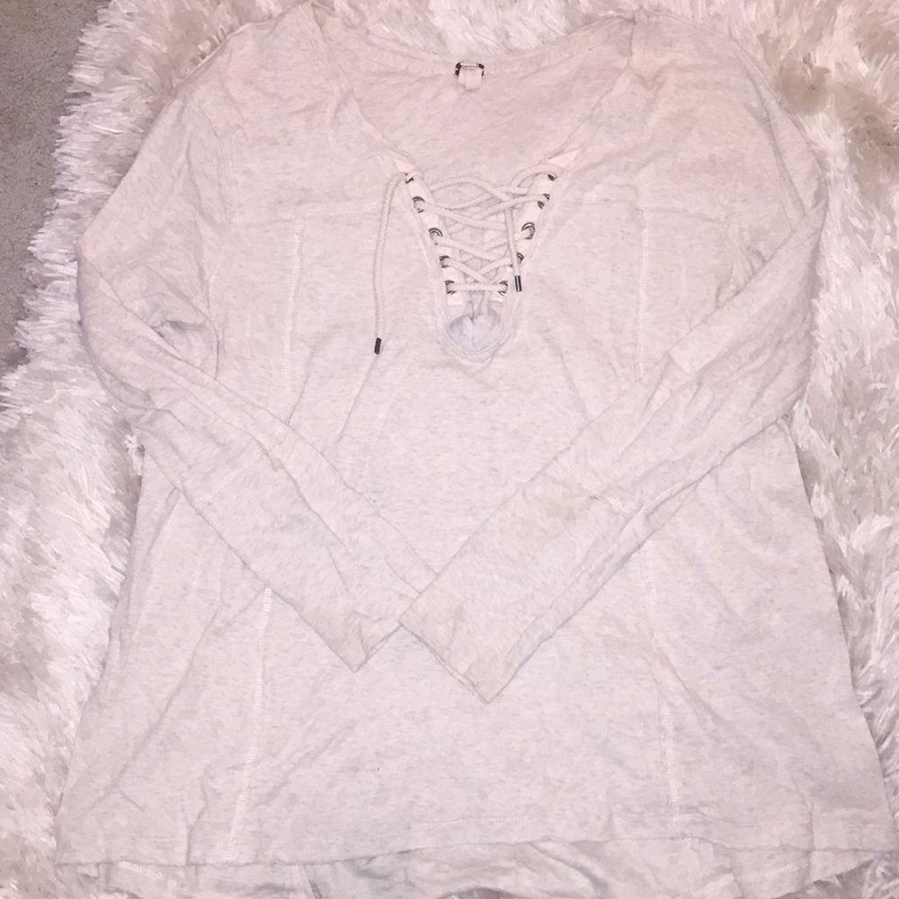 freepeople lace up cotton long sleeve  top