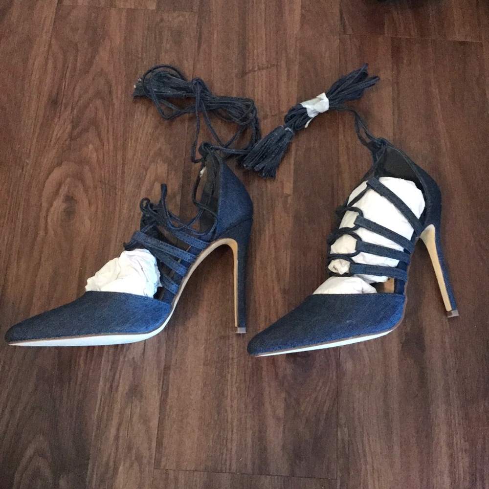 Denim high heels