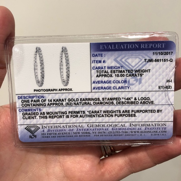 NWT 10 Carat Diamond Hoop Earrings - Picture 2 of 8