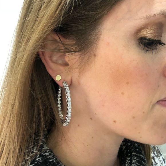 NWT 10 Carat Diamond Hoop Earrings - Picture 3 of 8