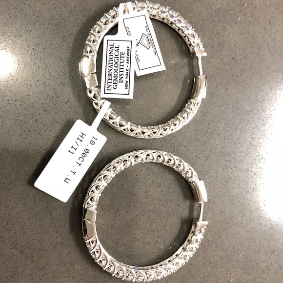 NWT 10 Carat Diamond Hoop Earrings - Picture 4 of 8