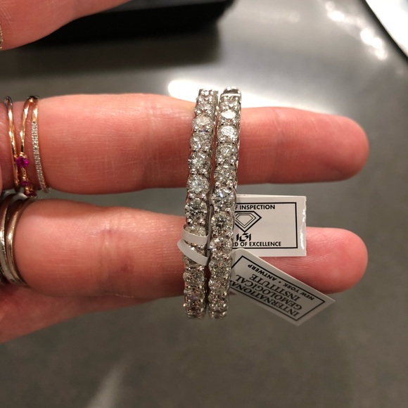 NWT 10 Carat Diamond Hoop Earrings - Picture 6 of 8