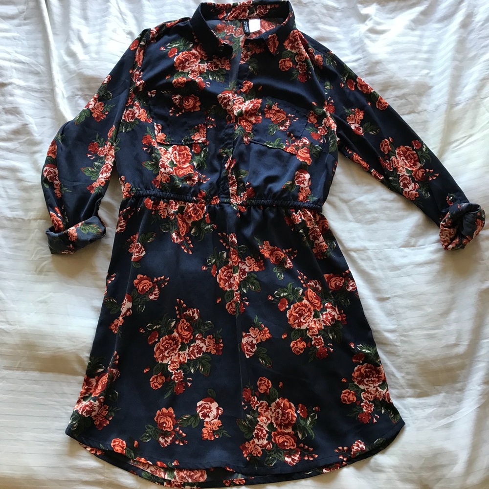 H&M Navy Floral Dress (Divided)