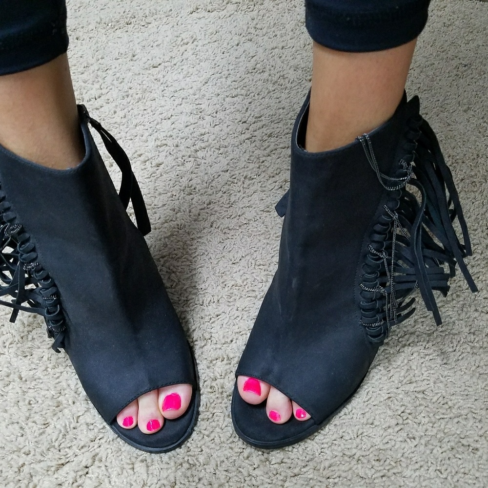 Open toe heel booties