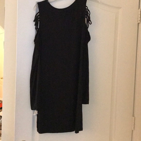 Black Open Shoulder Long Sleeve Dress - Picture 1 of 2