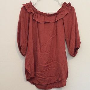 Off shoulder rust colored top