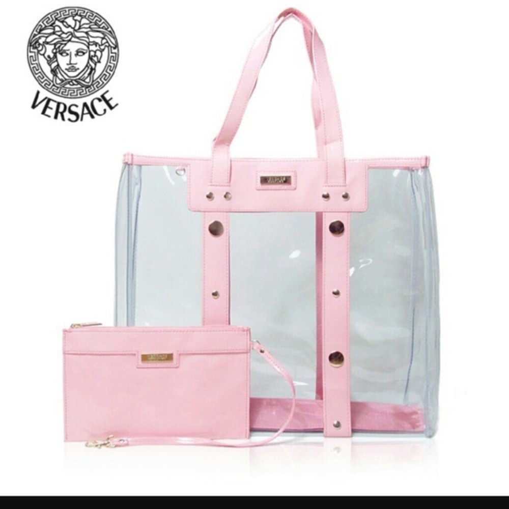 Versace Parfums Clear Transparent Pink Tote Bag