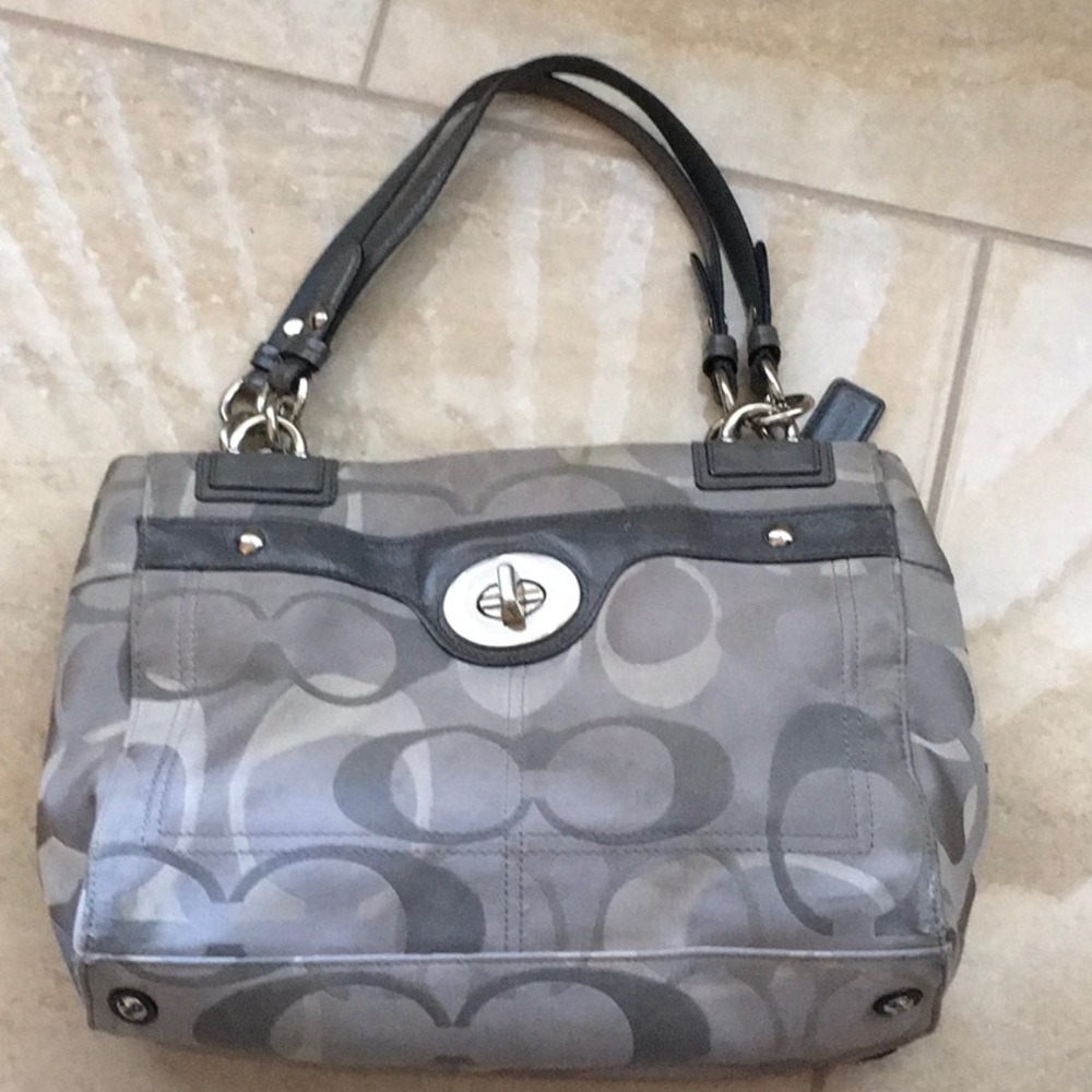 Coach signature canvas grey  and leather purse