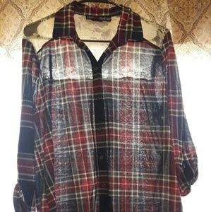 Blue and res plaid flannel