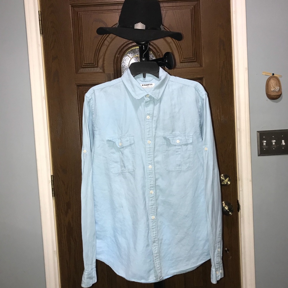 Express bottom down light blue men shirt Sz. Large
