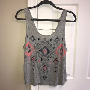 Charlotte Russe Gray Tank Top — Aztec Design