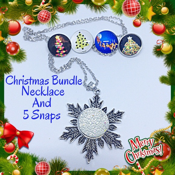 ❄️snowflake necklace❄️five 18mm Snaps - Picture 2 of 6