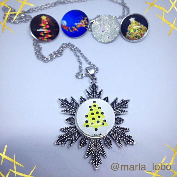 ❄️snowflake necklace❄️five 18mm Snaps - Picture 3 of 6