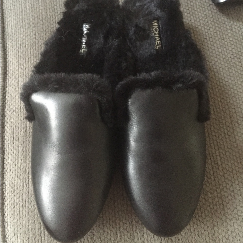 BNWB MK Natasha faux fur leather mules