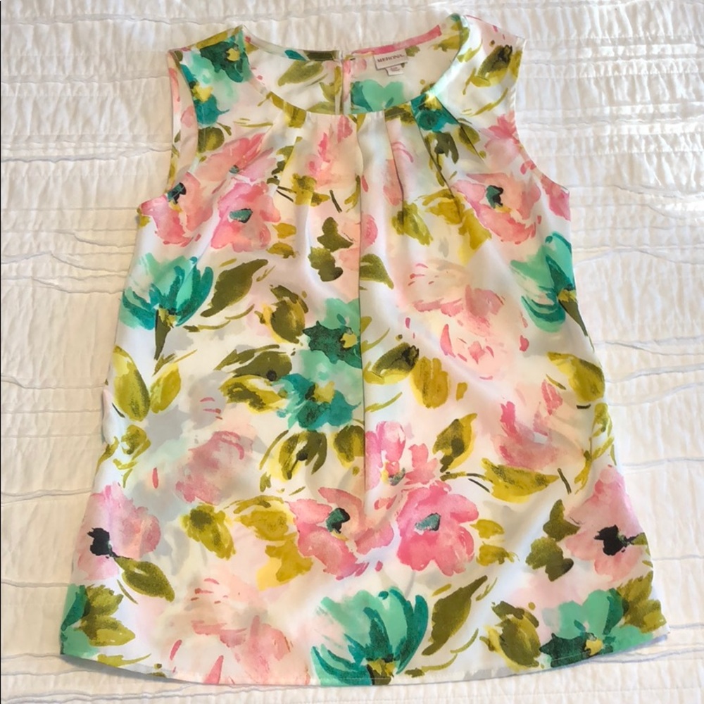 Merona S sleeveless floral print blouse