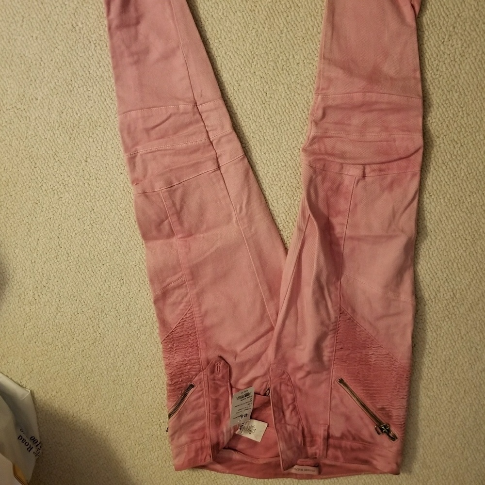 PIERRE BALMAIN Made in Italy Pink biker jeans