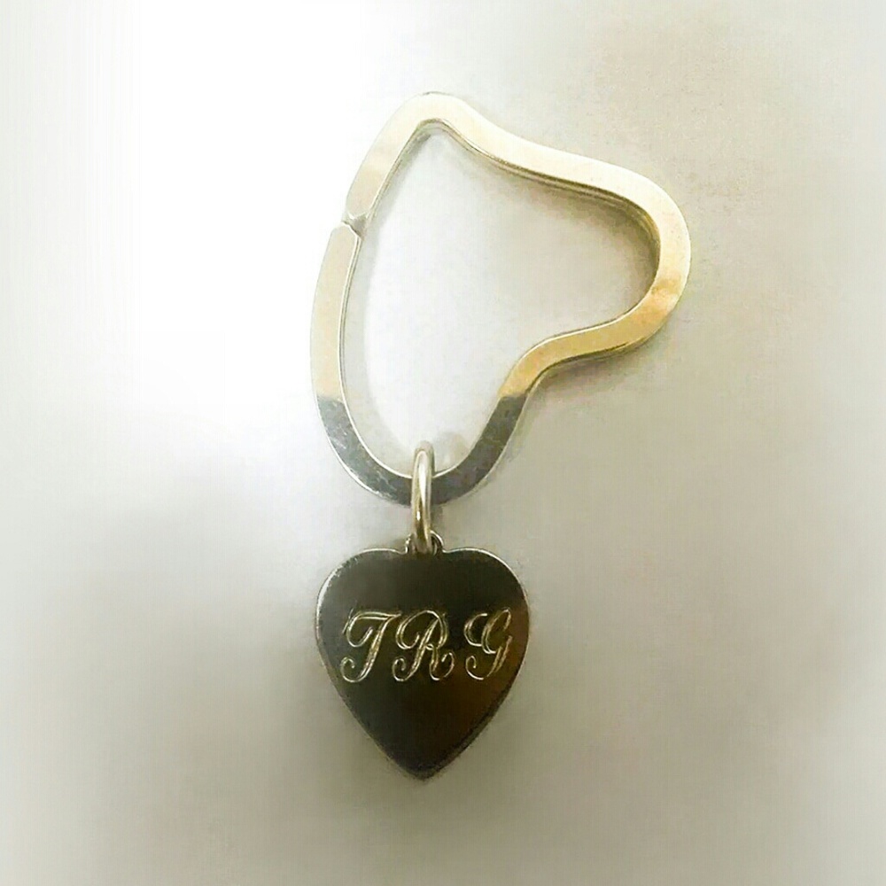 Rare! Tiffany Heart Solid Silver 925 Sterling Pendant Set Bag Charm Keyring Set - Picture 3 of 3