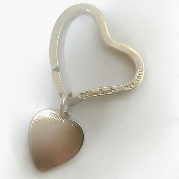 Rare! Tiffany Heart Solid Silver 925 Sterling Pendant Set Bag Charm Keyring Set - Picture 2 of 3