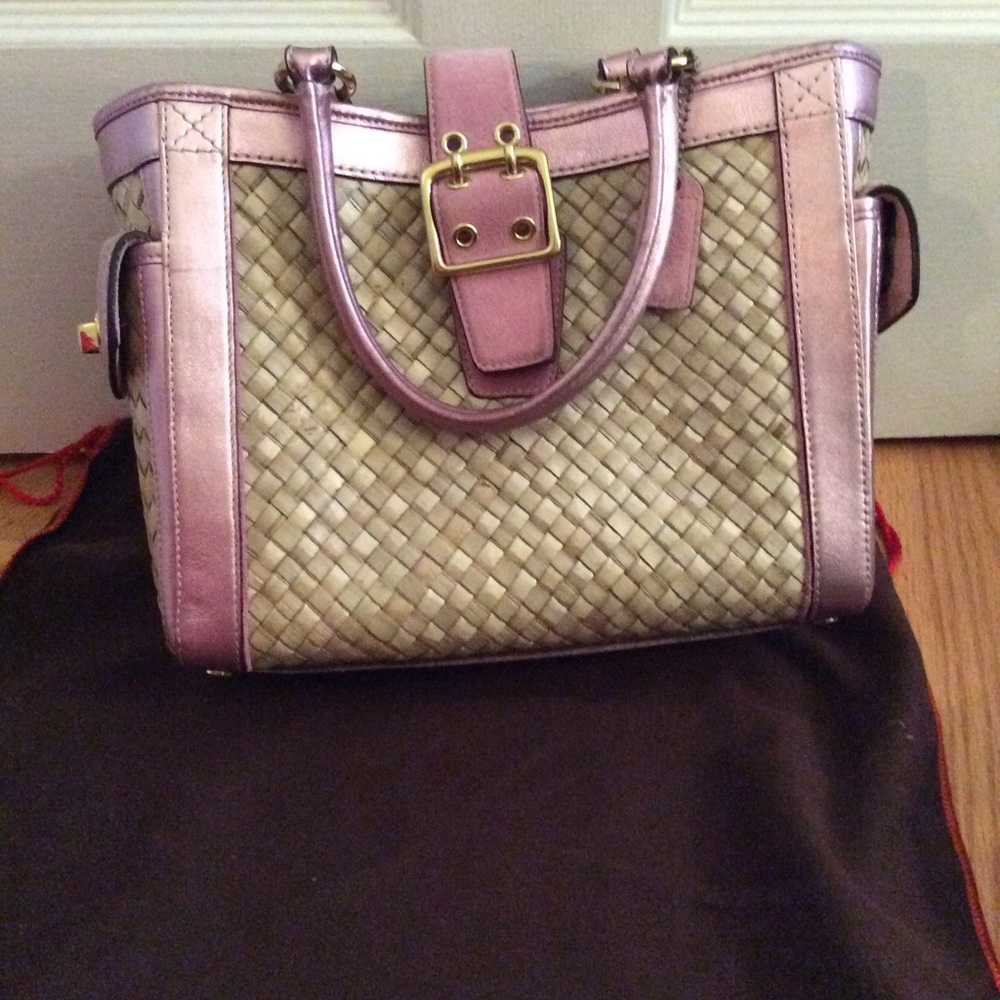 Woven and metallic Coach bag