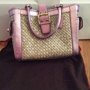 Woven and metallic Coach bag