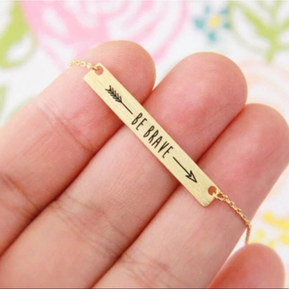 Be Brave Stamped gold dipped necklace
