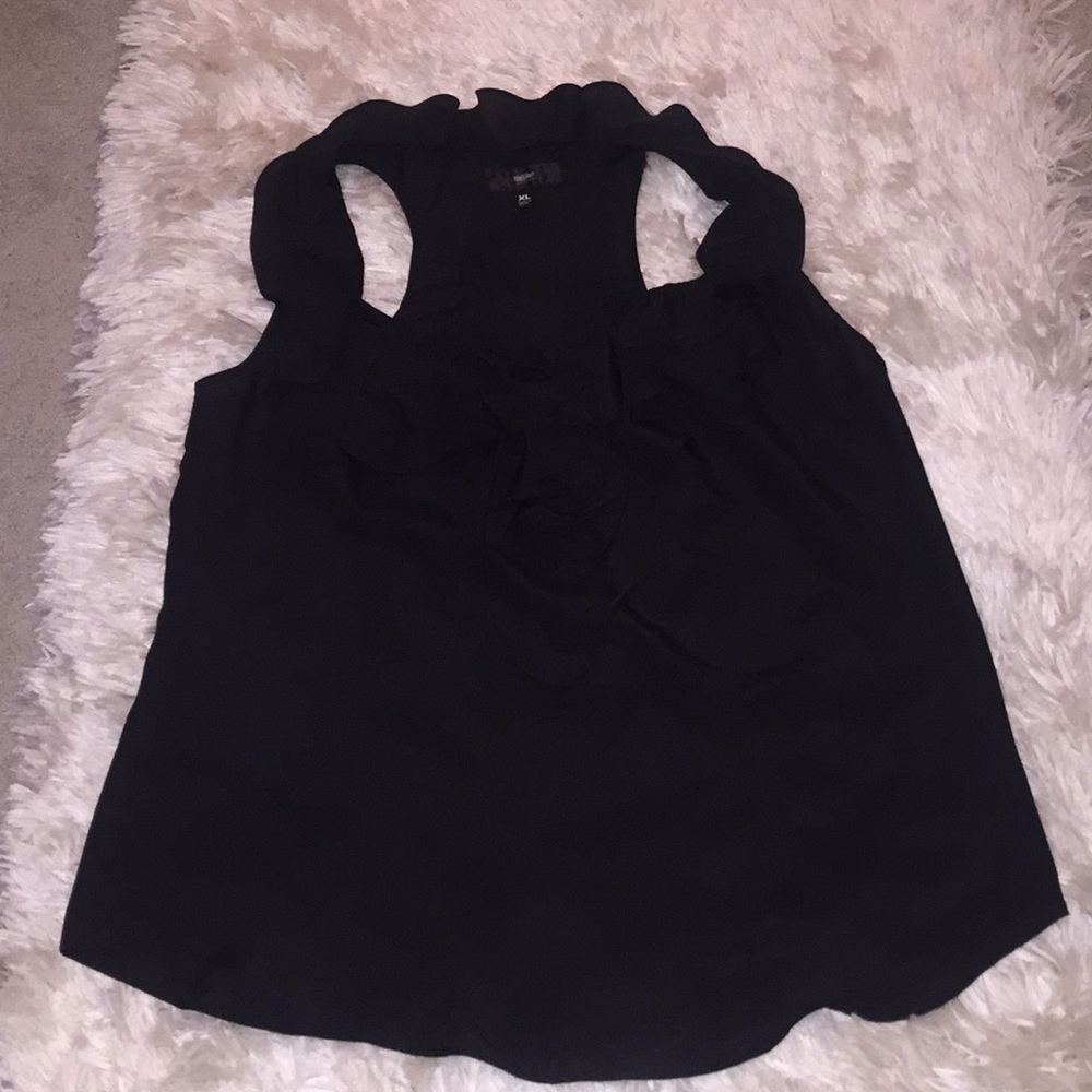 Black dressy tank with ruffle detail