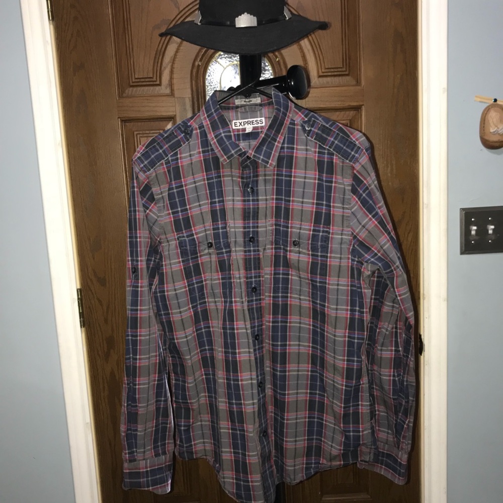 Express bottom down stripes men shirt Sz. Large