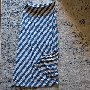 Stretchy jersey stripe nautical maxi skirt
