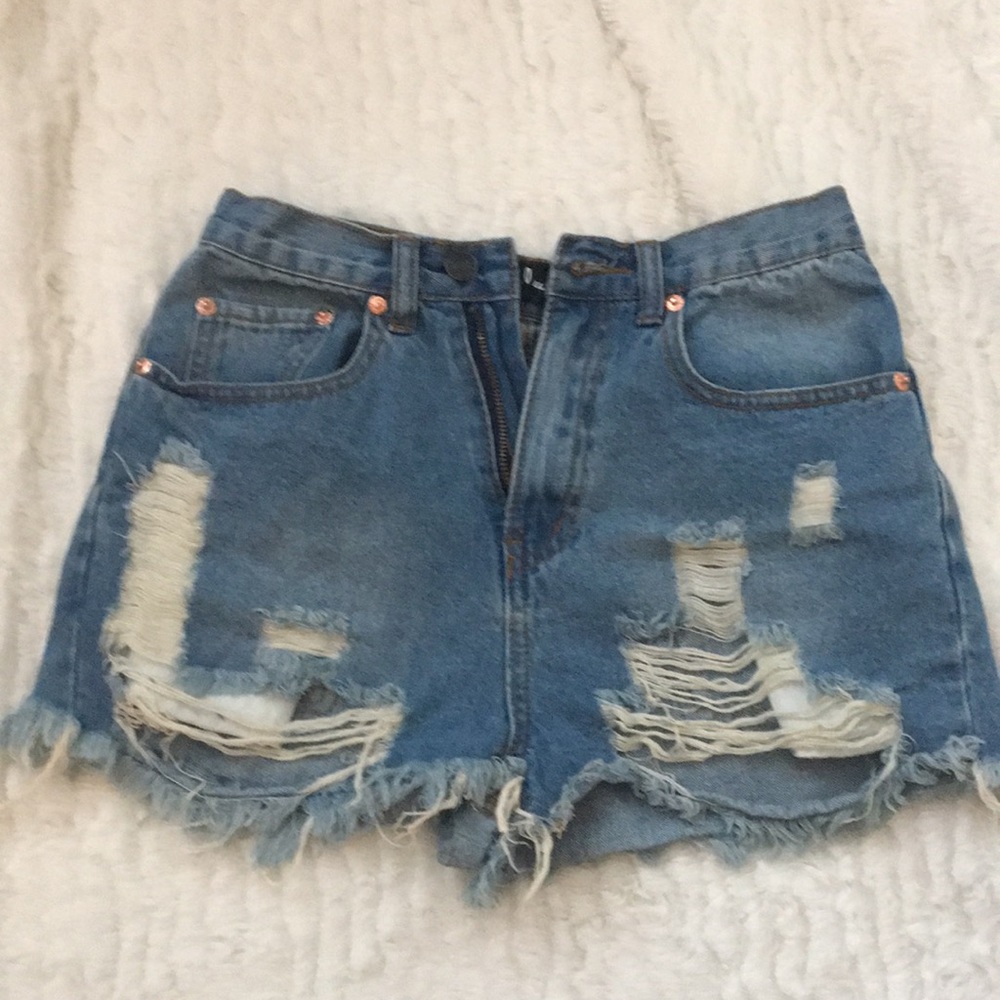 High waisted denim shorts