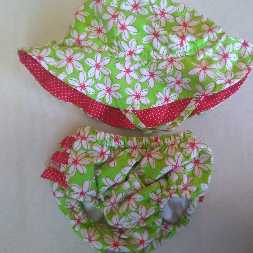 Swim bottoms and hat