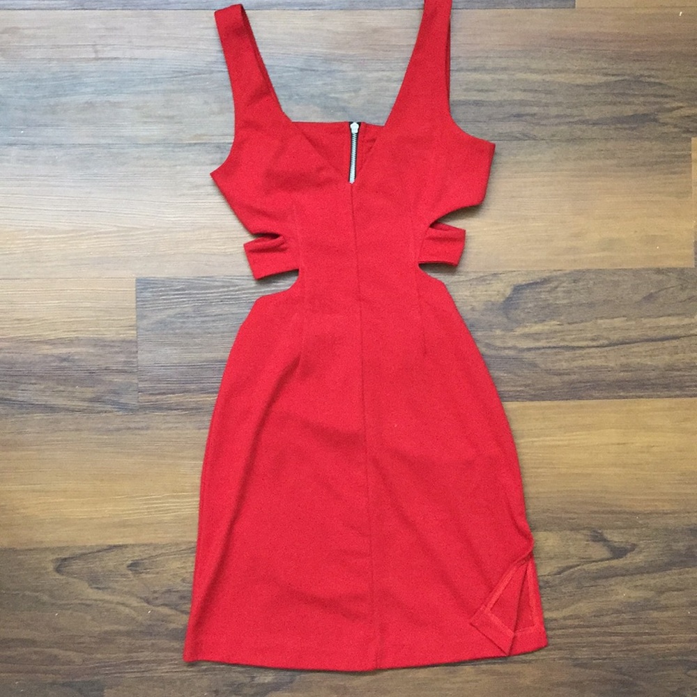 RED DRESS WITH CUT OUTS