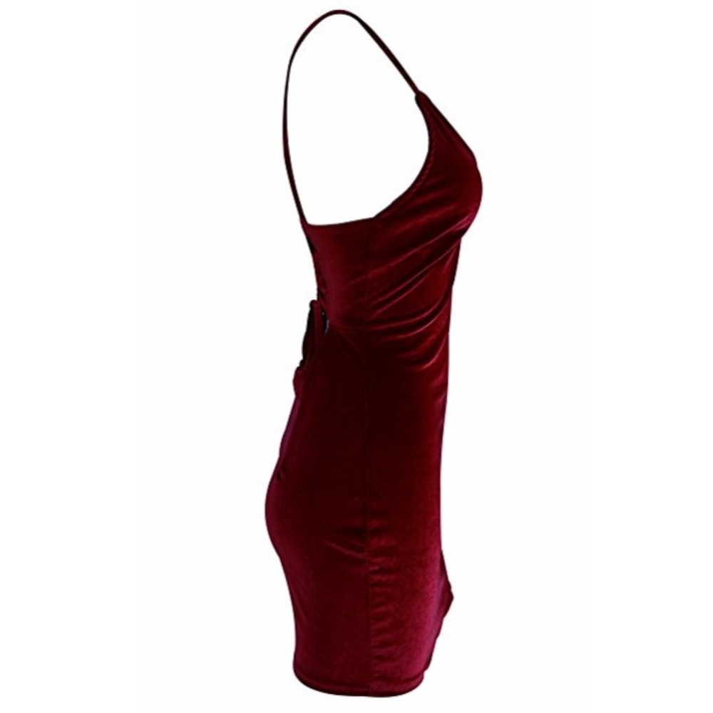Chic Velvet Open Back Strappy Party Mini Dress - Picture 5 of 7