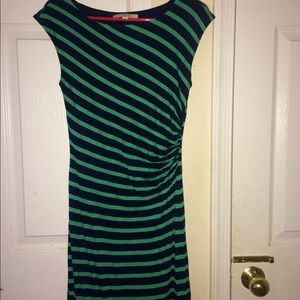 Loft navy blue and green strip dress