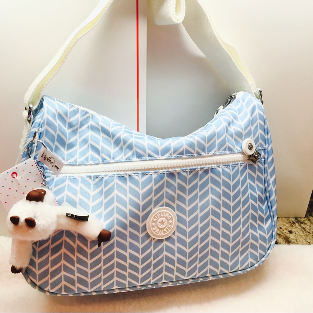 Kipling Sally shoulder/Crossbody Chevron Blue NEW