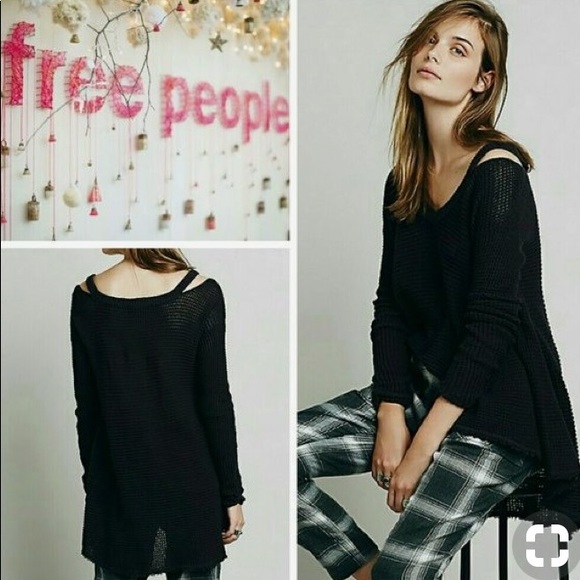 SOLD-Free People Sz M Shoulder Cut Out Sweater - Picture 2 of 5