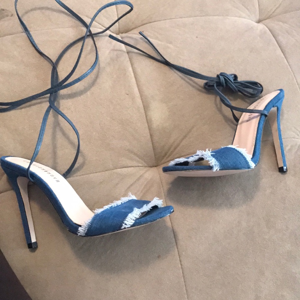 Denim high heels strap