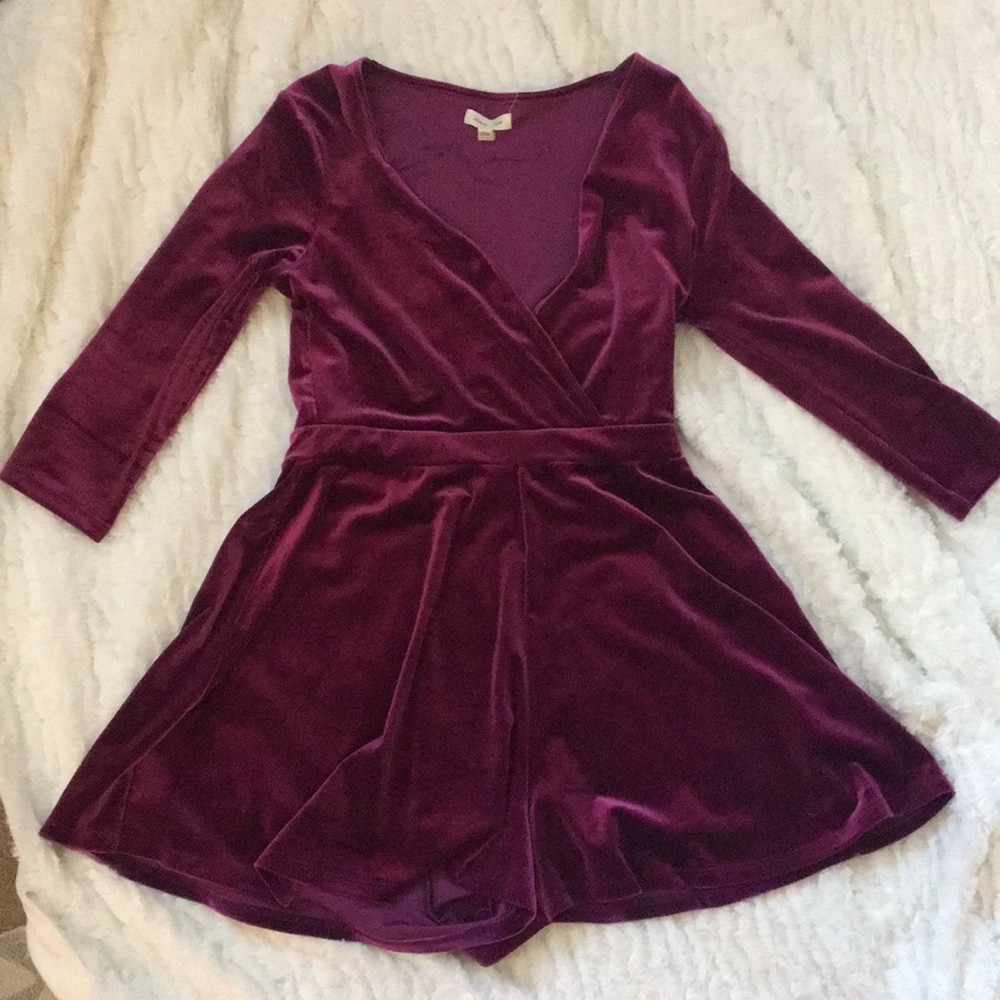 Hot pink Velvet Romper