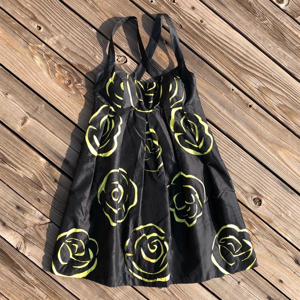 INC Flower Cutout with Cross Back Silk Dress