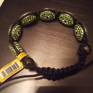 KALIFANO Peridot Crystal Oval Shamballa Bracelet