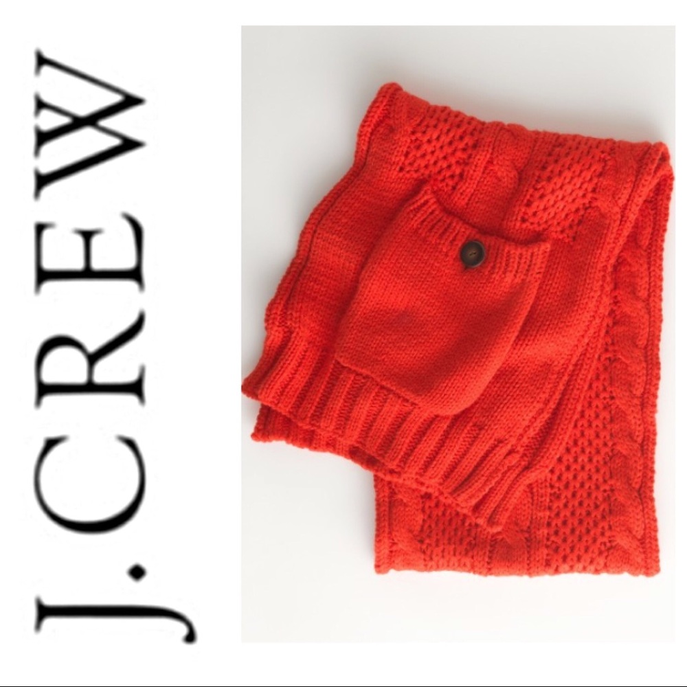 J.Crew Burnt Orange Cable Knit Pocket Scarf