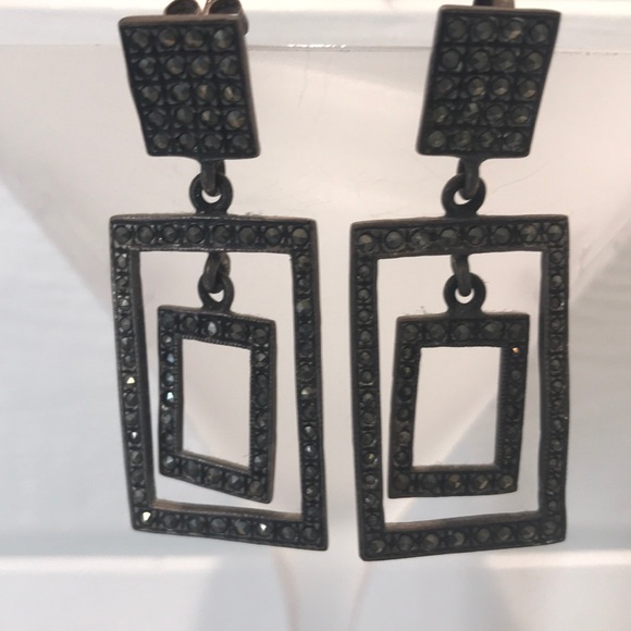 Jewelry - Vintage Glitzy Pewter Marcasite Costume Earrings