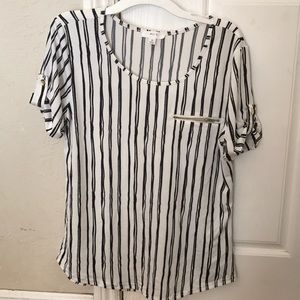 White blouse with black stripes