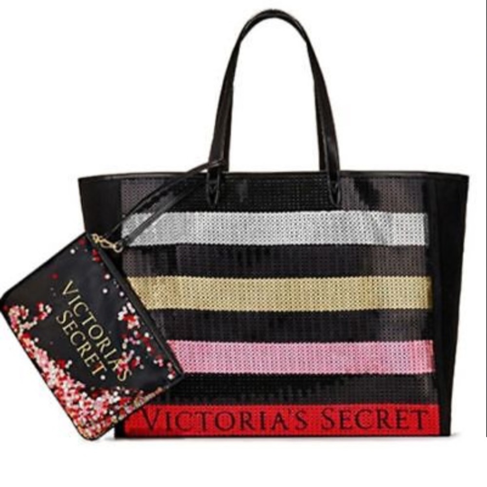 Victoria Secret Oversized Tote and Sequin Clutch