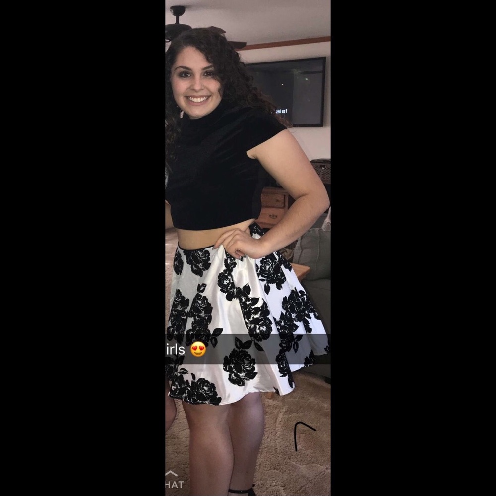 White and black two piece homecoming or semi dress